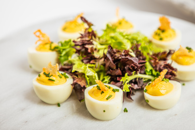 Deviled Eggs with Truffle and Parmesan Cheese